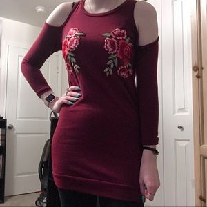 Red Dress With Floral Detailing